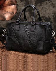 Vintage Ladies Black Leather Handbags Shoulder Purse Brown Work Handbag Purse for Women