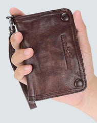 Genuine Leather Mens Chain Biker Wallet Cool Leather Wallet Small Wallets for Men