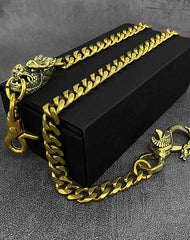 Cool Brass Mens Chinese Dragon Hooks 18‘’ Key Chain Long Pants Chain Wallet Chain Motorcycle Wallet Chain for Men