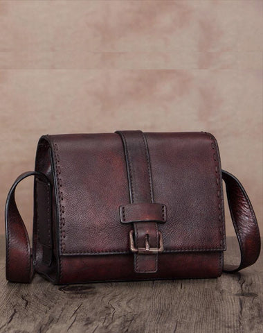 Small Brown Vintage Womens Leather Satchel Shoulder Bag Brown Leather Women's Satchel Purse