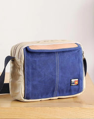 Canvas Leather Mens Womens Green Small 10'' Side Bag Blue Messenger Bag Small Shoulder Bag For Men