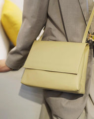 Fashion Womens leather Green Shoulder Bag Minimal Leather Flap Crossbody Bag Women's Satchel Purse