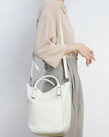 Fashion Womens White Bucket Tote Handbag Small Black Women's Vertical Tote Shoulder Bag Purse