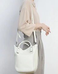 Fashion Womens White Bucket Tote Handbag Small Black Women's Vertical Tote Shoulder Bag Purse