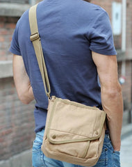 Khaki CANVAS Small MENS Black Vertical Shoulder Bag Messenger Bag Side Bag For Men
