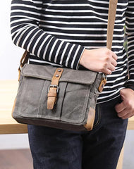 waxed canvas camera bag Small Waxed Canvas Crossbody Bag Mens Waterproof Camera Bag Green Side Bag Courier Bag Canvas Messenger Bag for Men