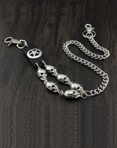 Solid Stainless Steel Long Skull Wallet Chain Cool Punk Rock Biker Trucker Wallet Chain Trucker Wallet Chain for Men