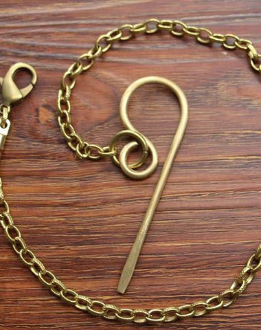 Cool Men's Handmade Brass Long Biker Wallet Chain Pants Chain For Men