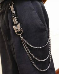 Badass Mens Metal Three Layer Butterfly Key Chain Pants Chain Wallet Chain For Men