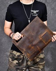 Retro Brown Leather Men Business Clutch Bag Side Bag Handbag Small Messenger Bag For Men