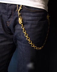 Cool Men's Handmade Chinese Dragon Brass Key Chain Pants Chains Biker Wallet Chain For Men
