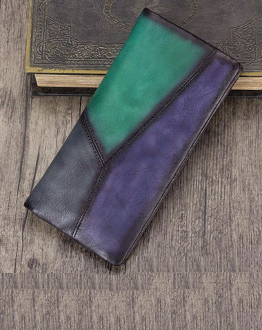 Geometric Womens Leather Long Clutch Wallet Long Bifold Wallet Purse for Ladies