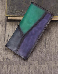 Geometric Womens Leather Long Clutch Wallet Long Bifold Wallet Purse for Ladies