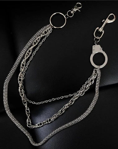 Cool Men's Silver Triple Fashion Long Punk Biker Wallet Chain Pants Chain For Men