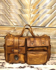 Mens Vintage Small Leather Messenger Bag Side Shoulder Bag Courier Bag Postman Bag for Men