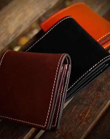 Handmade Leather Mens billfold Wallet Cool Slim Wallet Biker Wallet for Men