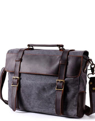 Waxed Canvas Leather Mens Side Bag 14‘’ Messenger Bag Computer Bag For Men