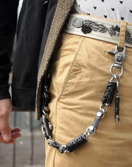 Cool Men's Leather and Metal Chain Long Biker Wallet Chain Pants Chain For Men