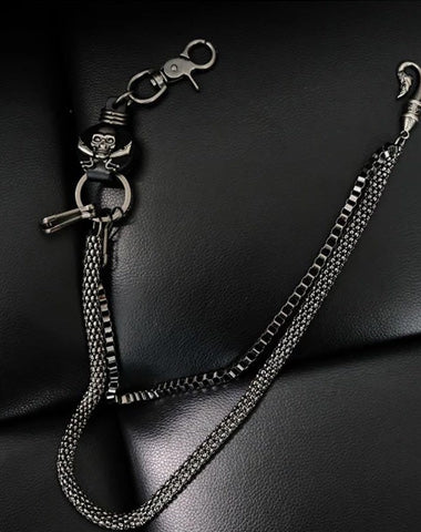 Badass Mens Leather Skull Key Chain Long Pants Chain Biker Wallet Chain For Men