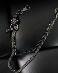 Badass Mens Leather Skull Key Chain Long Pants Chain Biker Wallet Chain For Men