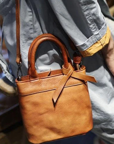 Fashion Womens Mini Brown Leather Tote Bag Shoulder Bag Satchel Crossbody Bag Purse for Women