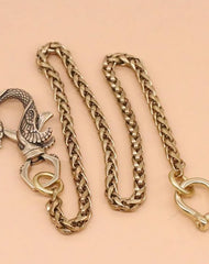 Cool Men's Brass Dragon Key Chain Stainless Steel Pants Chains Biker Wallet Chain For Men
