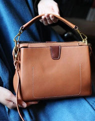 Brown Womens Leather Satchel Handbag Purse Small Brown Leather Work Handbag Crossbody Bag