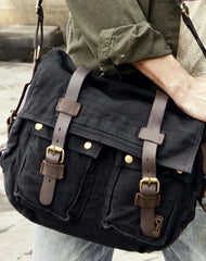 Canvas Leather Women Mens Blue 15'' Messenger Bag Khaki Side Bag Brown Shoulder Bag For Men