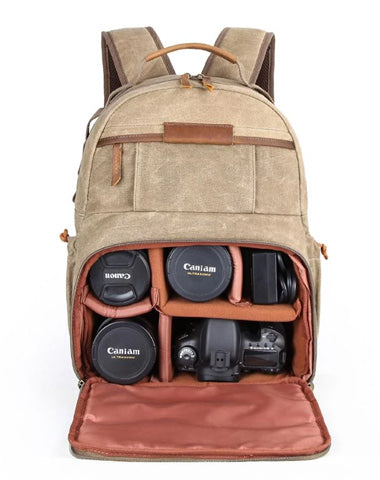 GREEN LARGE CANVAS WATERPROOF MENS CANON CAMERA BACKPACK NIKON CAMERA BAG DSLR CAMERA BAG FOR MEN