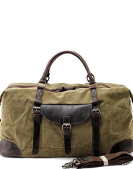 Cool Waxed Canvas Leather Mens Large Travel Weekender Bag Waterproof Duffle bag for Men