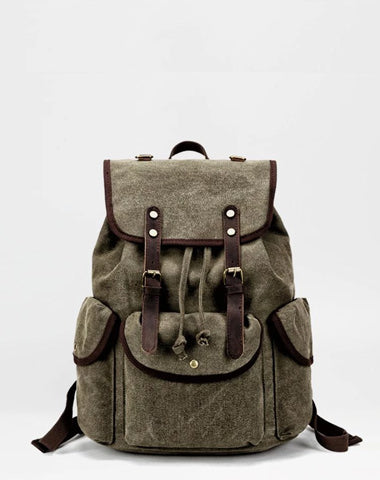 Cool Gray Fashion Mens Green Large Travel Backpack  14'' Computer Backpack for Men