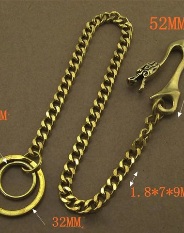 Solid Brass 15inch Wallet Chain Cool Punk Rock Biker Trucker Wallet Chain Trucker Wallet Chain for Men
