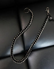 Badass Men's Braided Leather Skull Key Chain Pants Chain Biker Wallet Chain For Men