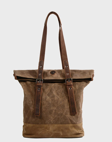 Cool Canvas Leather Mens Large Shopping Handbag Tote Bag Shoulder Bag Tote Purse For Men