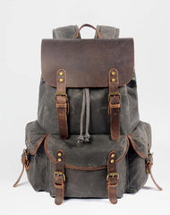 Cool Waxed Canvas Mens Waterproof 15'' Travel Backpack Hiking Backpack for Men