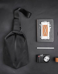 Cool OXFORD CLOTH PVC Men's Sling Bag Black One Shoulder Backpack For Men