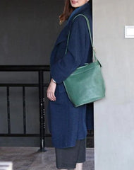 Green Womens Leather Bucket Side Bag Madewell Bucket Shoulder Bag Large Bucket Bag for Ladies
