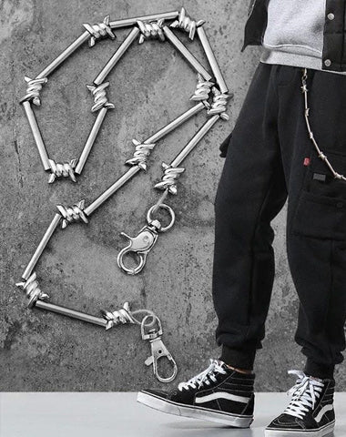 Cool Men's Rock Puck Long Stainless Steel Pants Chain Biker Wallet Chain For Men