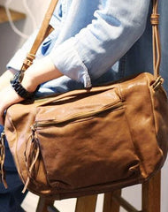 Vintage Brown Leather Women's Satchel Purse Side Bag Shoulder Bag Purse for Ladies