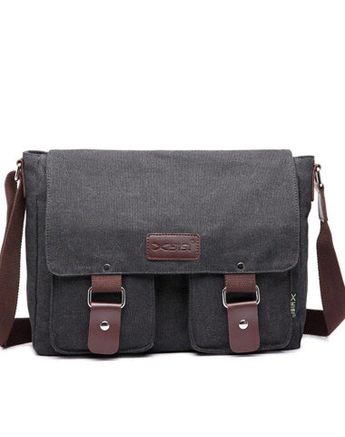 Cool Canvas Leather Mens Black Side Bag Blue Shoulder Bag Red College Bag Messenger Bag for Men