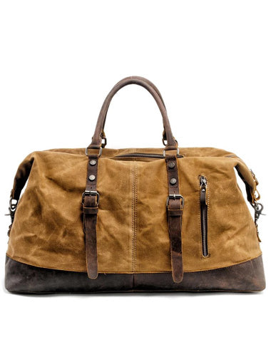 Cool Canvas Leather Mens Black Travel Weekender Bag Waterproof Duffle bag for Men