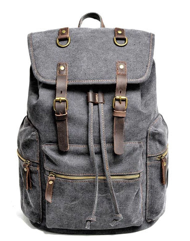 Cool Canvas Leather Mens Womens College 14'' Green Backpack Travel Backpack Computer Backpack for Men