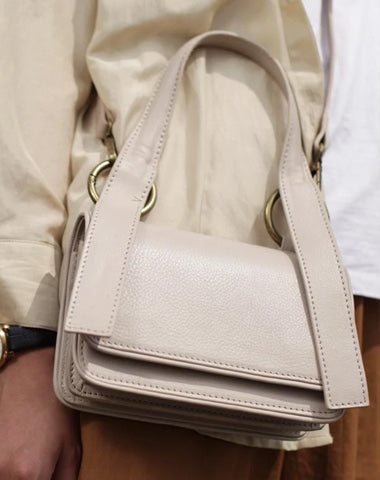 Fashiong Womens White Leather Handbag Shoulder Bag Crossbody Bag Blue Top Handle Satchel Purse for Ladeis