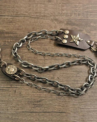 Cool Men's Silver Skull Double Long Wallet Chain Pants Chain Biker Wallet Chain For Men