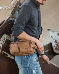 Leather Mens FANNY PACK MENS WAIST BAG HIP PACK BELT BAG FOR MEN