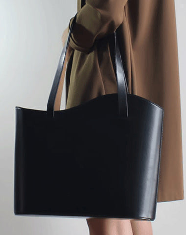 Fashion Black Leather Women's Tote Handbags Work Womens Black Tote Bag Zip Top Tote Bag