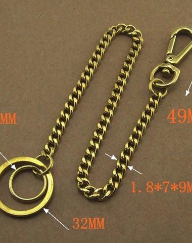 Solid Brass 15inch Wallet Chain Cool Punk Rock Biker Trucker Wallet Chain Trucker Wallet Chain for Men