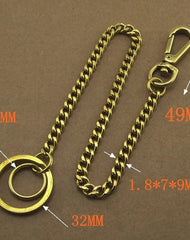 Solid Brass 15inch Wallet Chain Cool Punk Rock Biker Trucker Wallet Chain Trucker Wallet Chain for Men