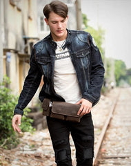 Brown Leather Mens Fanny Pack Waist Bag Hip Pack Light Brown Belt Bag Bumbag for Men