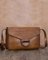 Brown Vintage Ladies Leather Small Satchel Shoulder Bag Purse Green Side Bag for Women